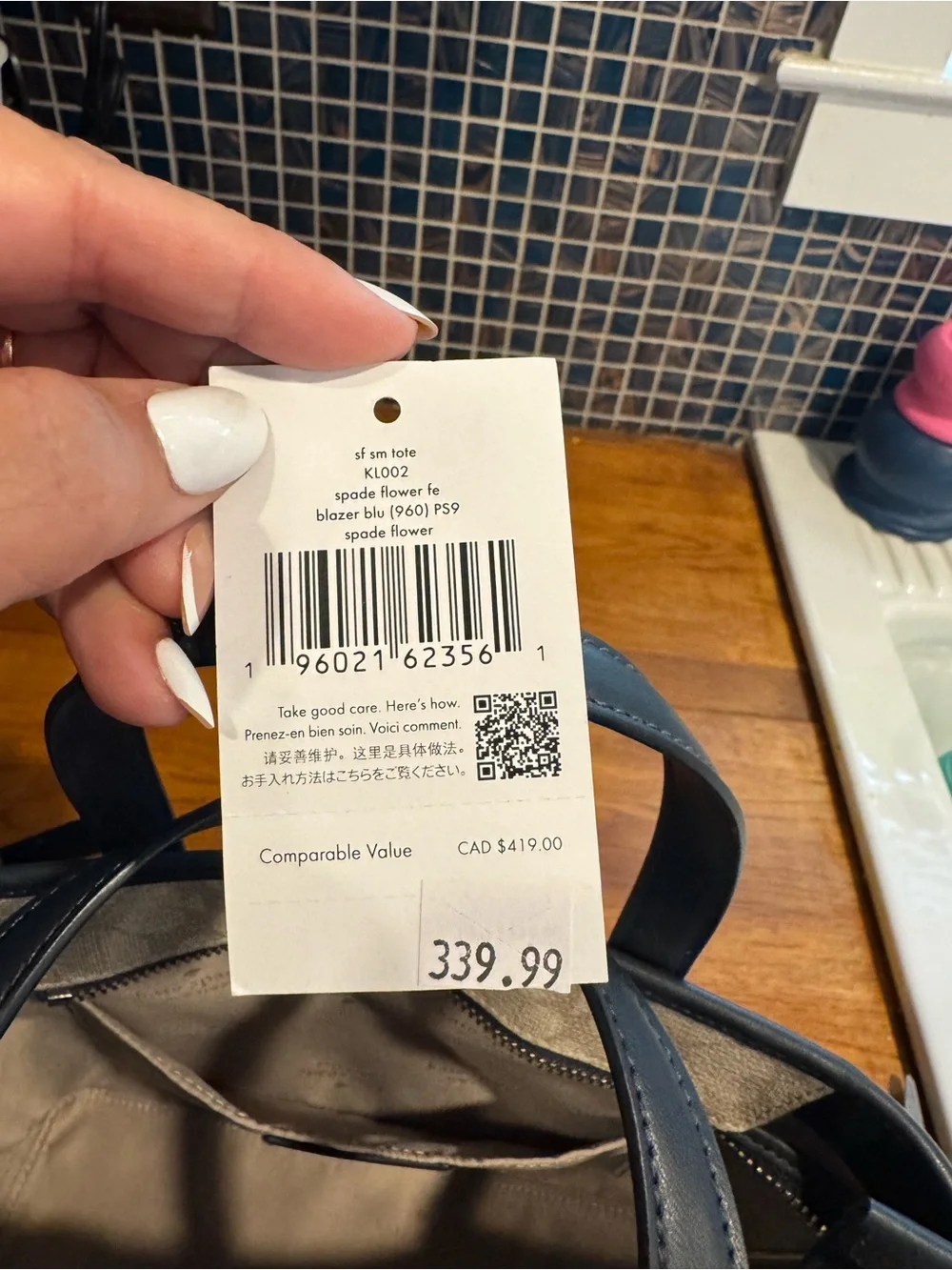 kate spade Cream Floral Satchel with Blue and Green Accents